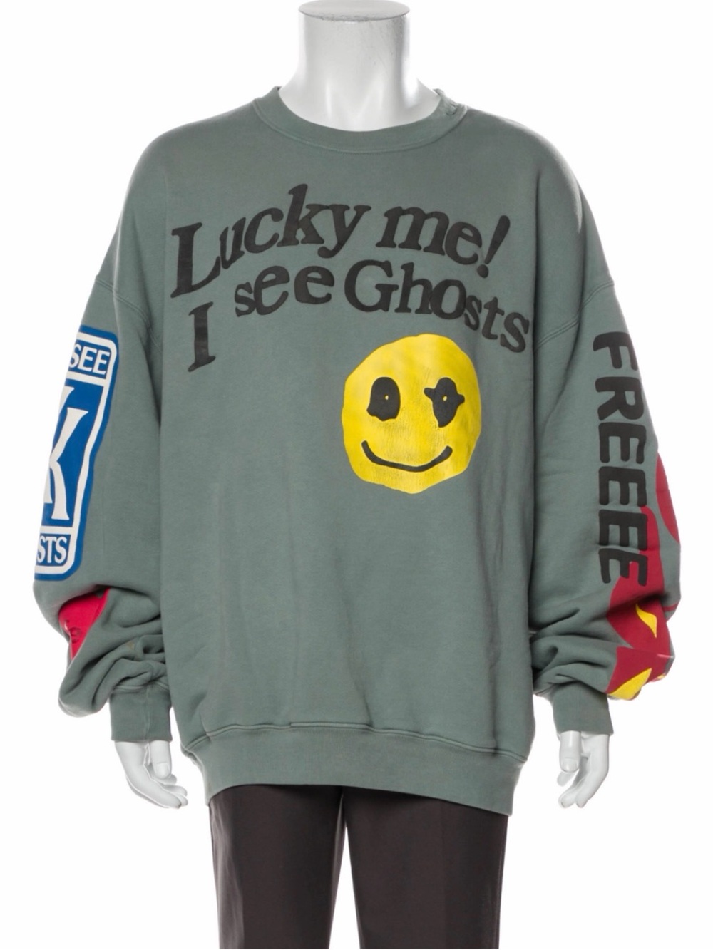 Cactus Flea Market Mens Small Lucky Me I See Ghosts Sweatshirt S Kanye Flog Gnaw